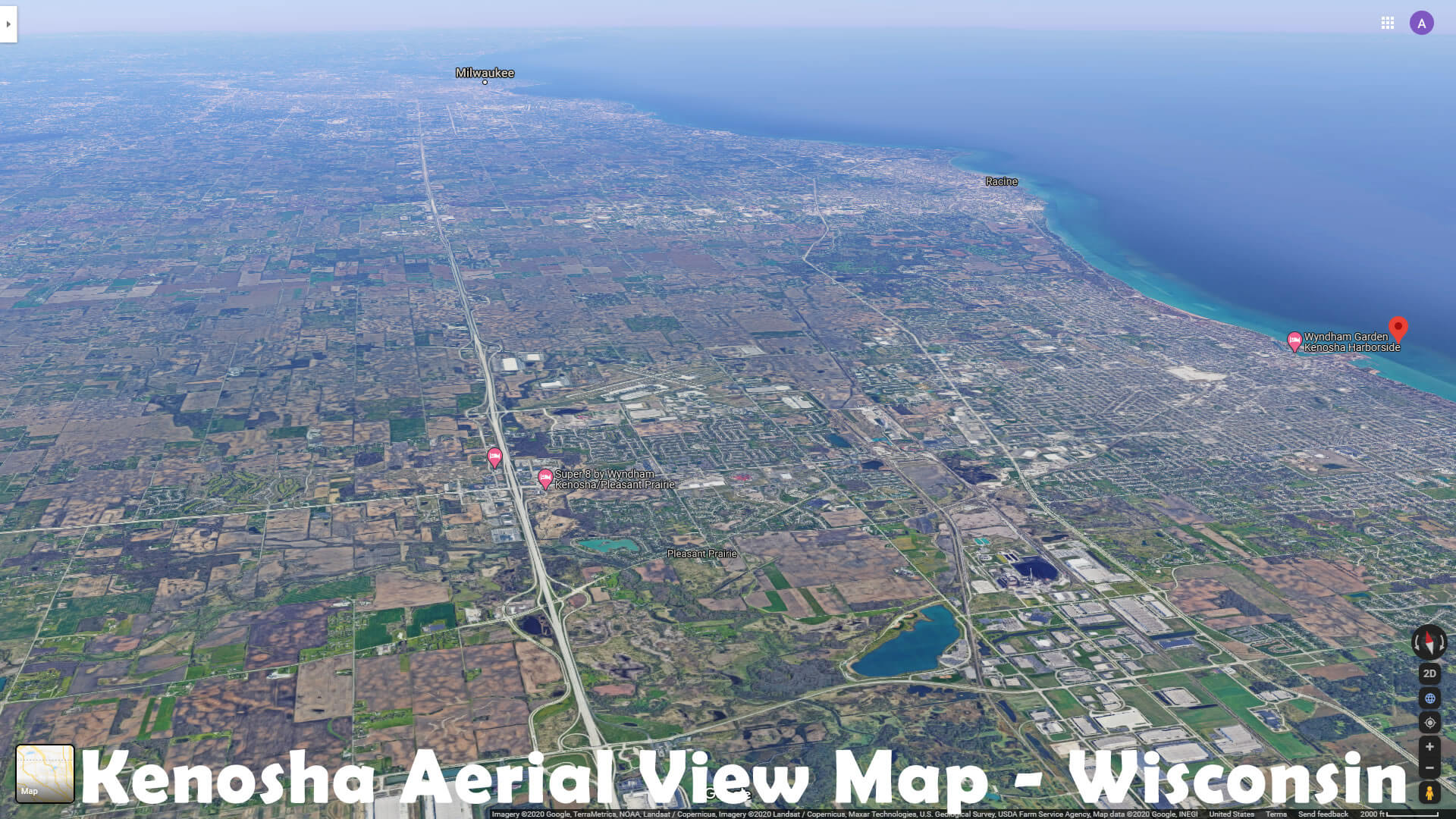 Kenosha Aerial View Map   Wisconsin